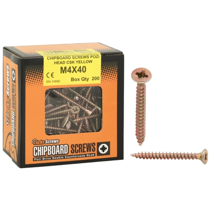M6X50 YELLOW POZI CHIPBOARD SCREW 200BOX