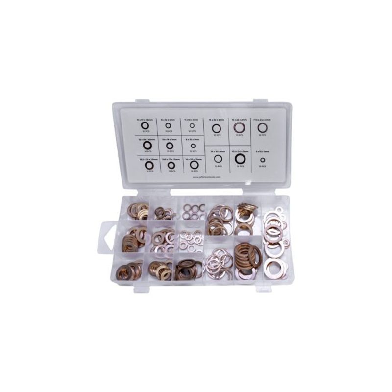 JEFFERSON 150PC COPPER WASHER ASSORTMENT, METRIC