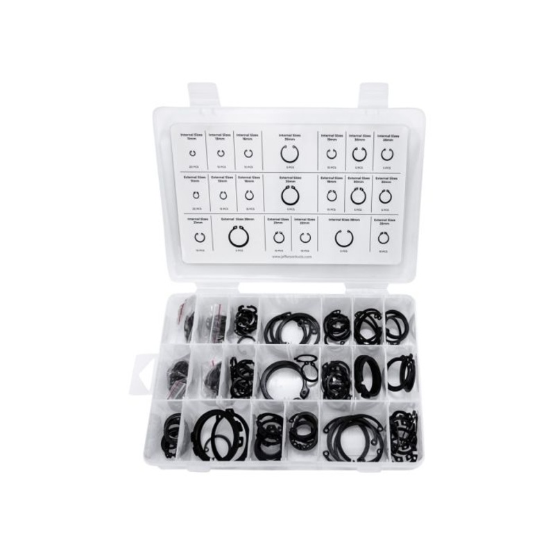 JEFFERSON 200PC INTERNAL/EXTERNAL CIRCLIP ASSORTMENT – METRIC