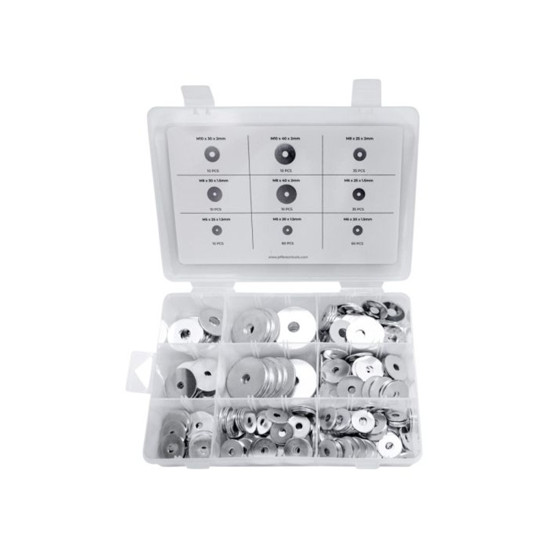 JEFFERSON 240PC ZINC PLATED REPAIR WASHER ASSORTMENT – M5-M10