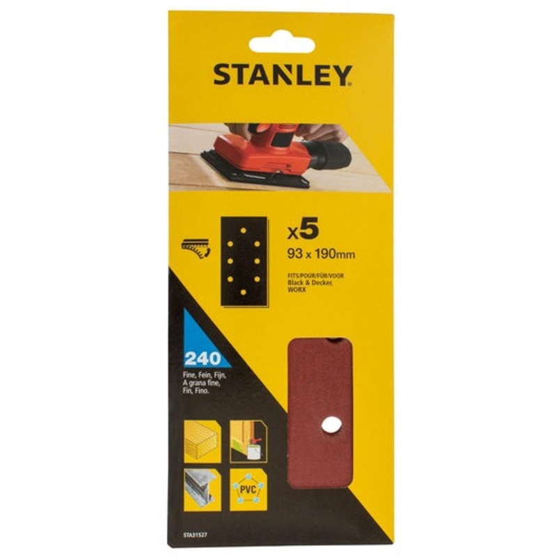 STANLEY THIRD SHEET PUNCHED SANDPAPER 240G