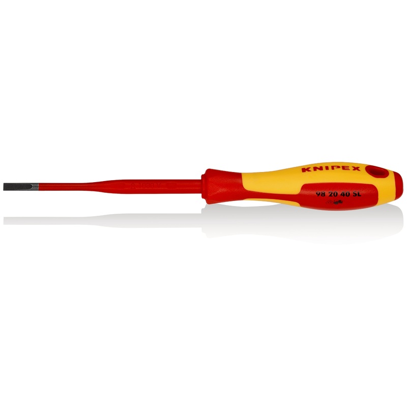 Knipex Insulated Slotted Screwdriver, Slim 202mm – 98 20 40 SL
