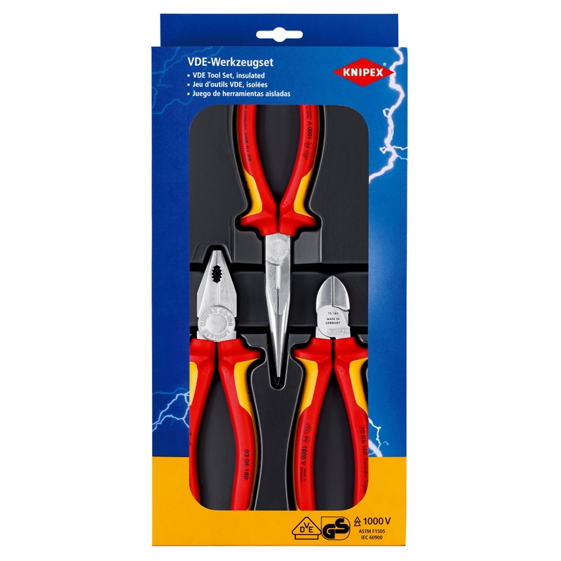 Knipex Electro 3 Piece VDE Plier Safety Pack – 00 20 12