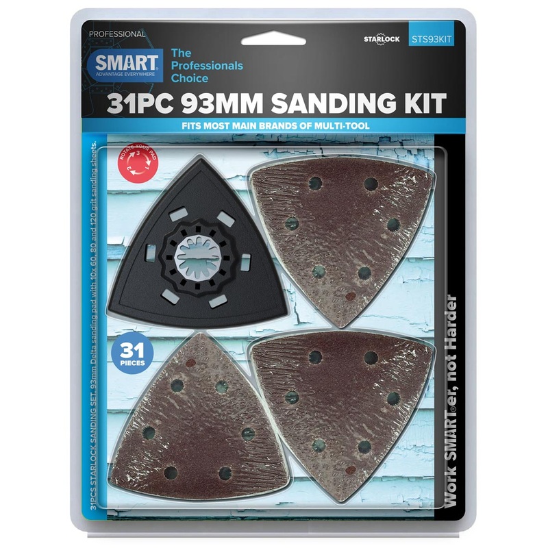 Smart Starlock 31pc Sanding Kit (1 x Sanding pad, 10 x 60, 80 & 120 grit sanding sheets) – STS93KIT