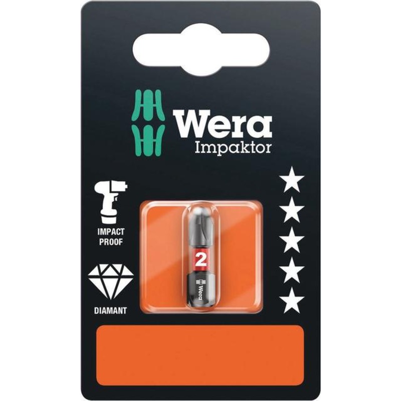 Wera Bits for Phillips Screws Impact 851/1 IMP DC SB 1 x PH 2x25mm 5073916001