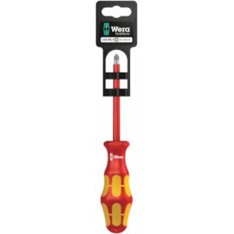 Wera Kraftform Plus VDE 165 I PZ/S SB Insulated Screwdriver for Plusminus Screws (Pozidriv/Slotted), 1 x 2×100 mm