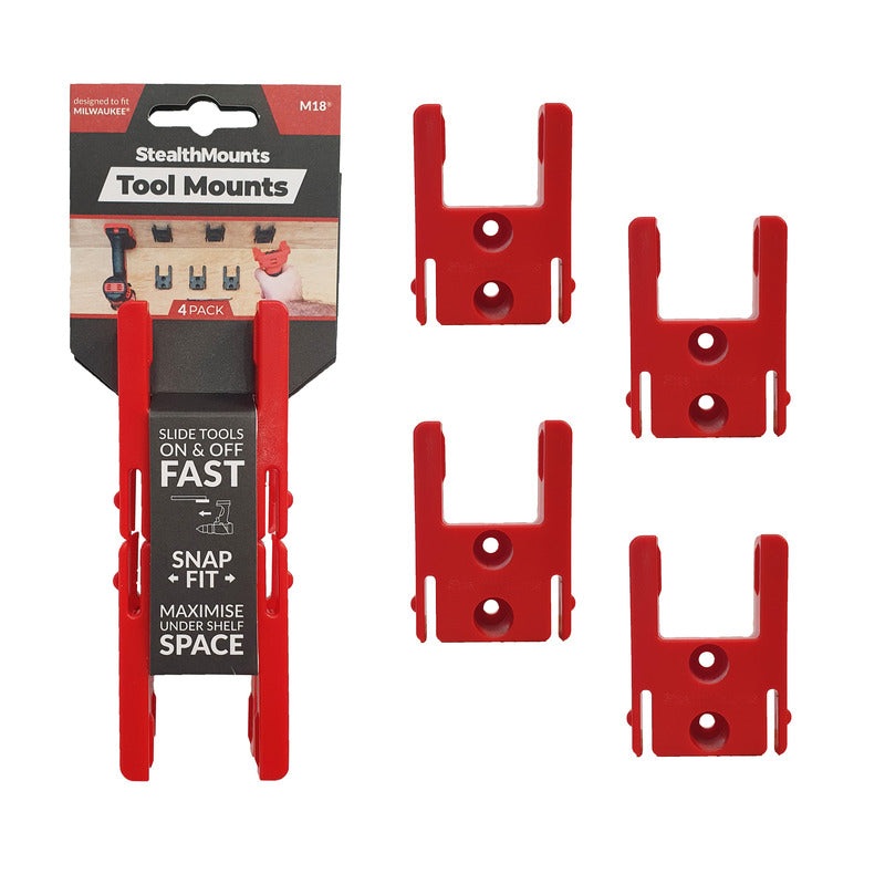 StealthMounts 4 Pack Tool Mounts for Milwaukee M18 Tools – Red