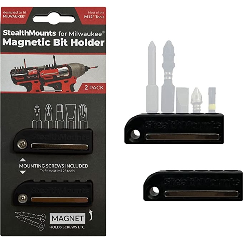 StealthMounts Magnetic Bit Holder for Milwaukee M12 – Black