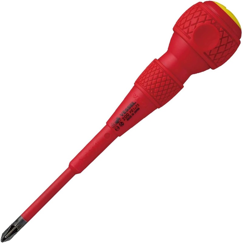 Vessel Ball Grip Insulated Screwdriver No.200 PZ 1×75