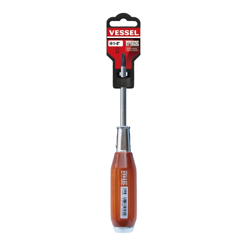 Vessel Real Wood Handle Tang-Thru Screwdriver No.100 + 1×75