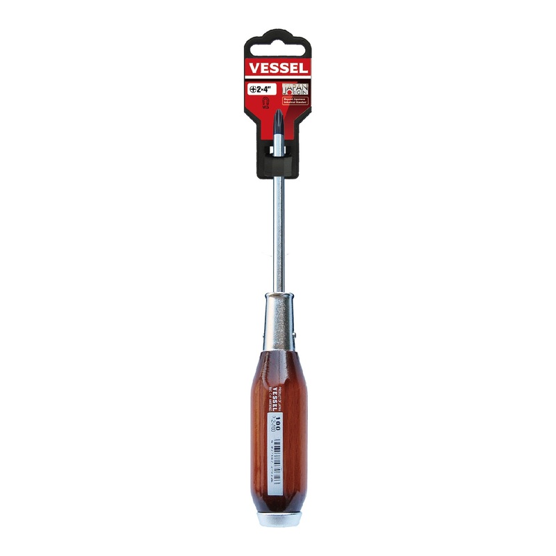Vessel Real Wood Handle Tang-Thru Screwdriver No.100 + 2×100