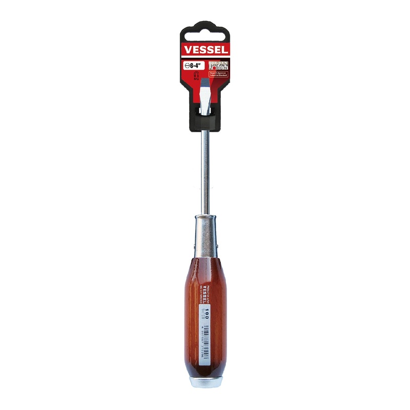 Vessel Real Wood Handle Tang-Thru Screwdriver No.100 – 6×100