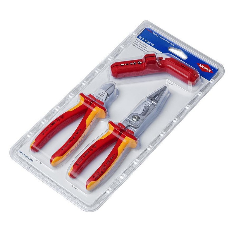 Knipex 3 Piece Electro VDE Installation Plier Set – 00 31 30 BK V01