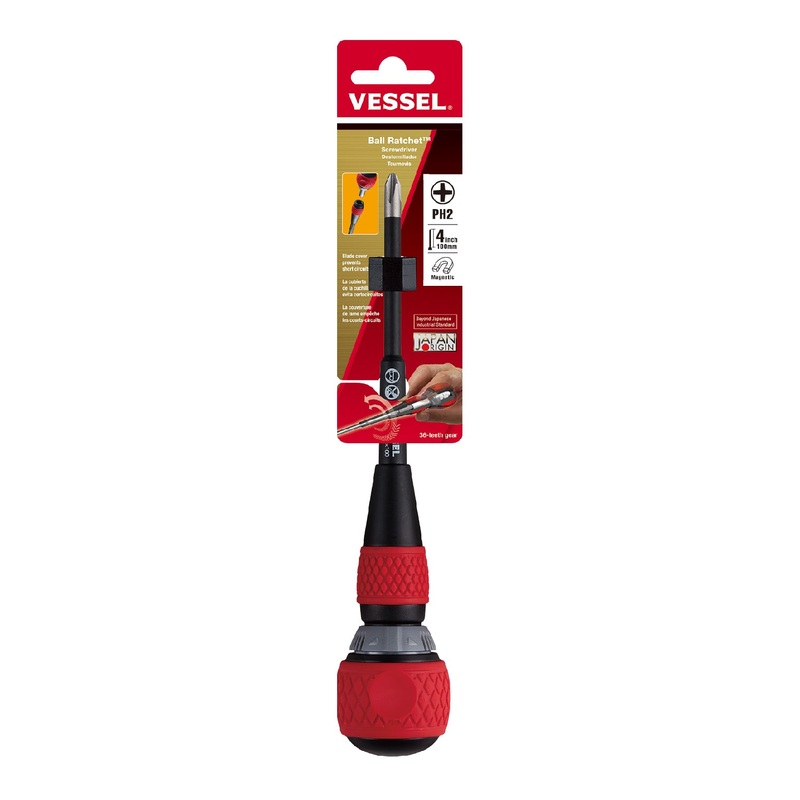 Vessel Ball Grip Ratchet Screwdriver No.2200 – 2×100