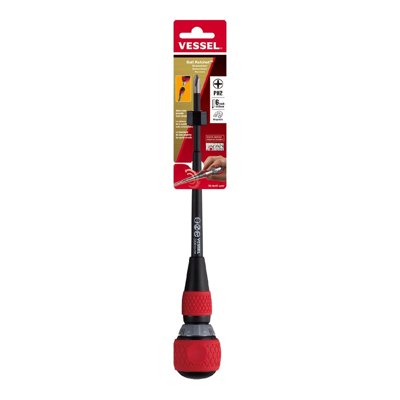 Vessel Ball Grip Ratchet Screwdriver No.2200 – 2×150
