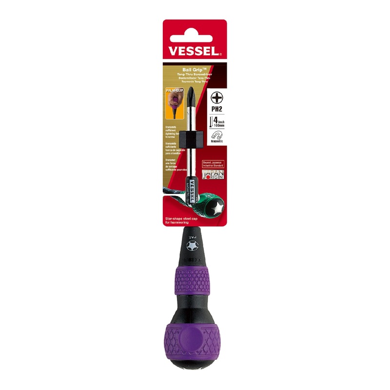 Vessel Ball Grip Tang-Thru Screwdriver No.230 – 2×100