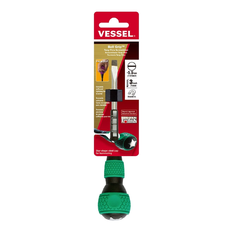 Vessel Ball Grip Tang-Thru Screwdriver No.230 – 5.5×75