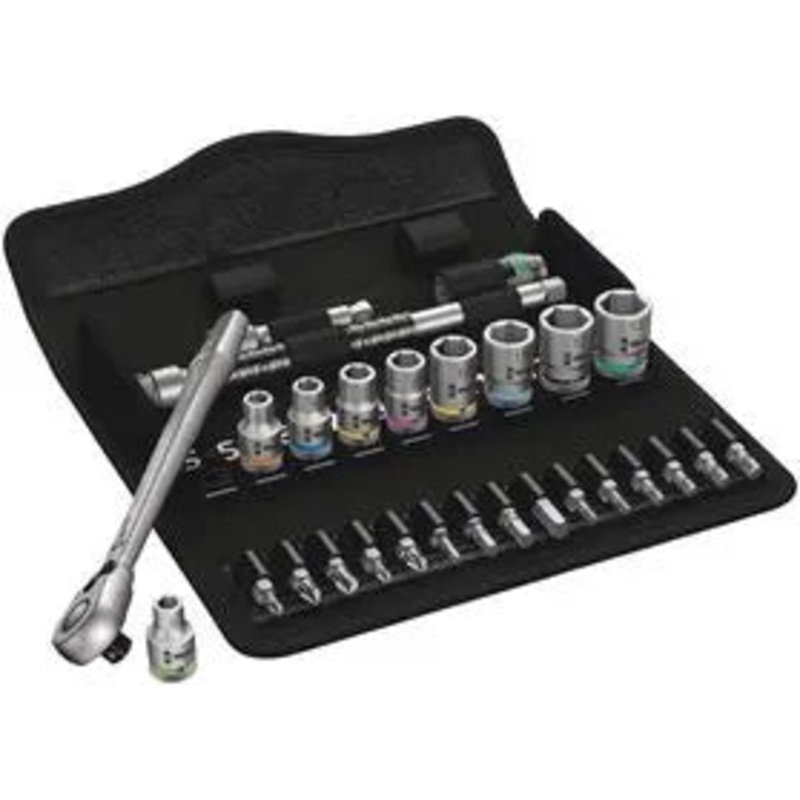 Wera 8100 SA 8 Zyklop Metal Ratchet Set with switch lever, 1/4 drive, metric, 28 pieces