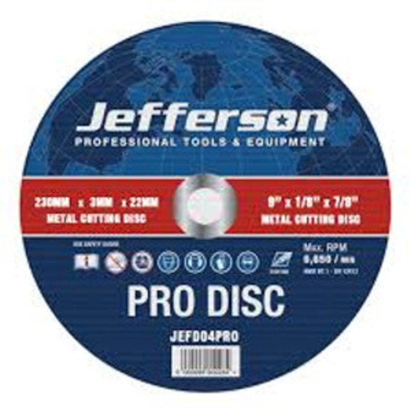 Jefferson 9 Metal Cutting Abrasive Disc 22mm Bore (Pack of 25)