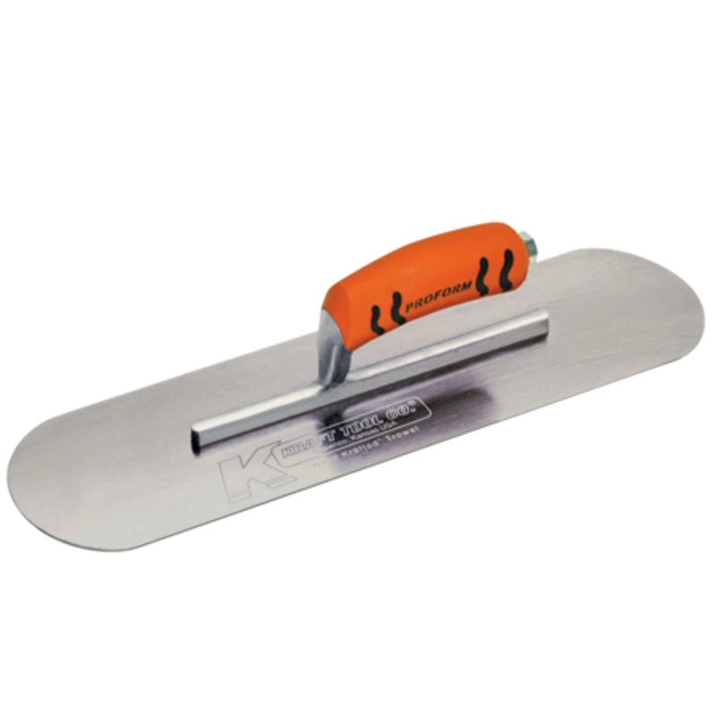 Kraft 18 x 5 Carbon Steel Pool Trowel with a ProForm Handle on a Short Shank