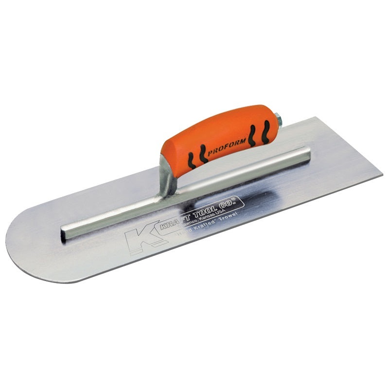 Kraft 22 x 5 Round Front/Square Back Carbon Steel Cement Trowel with ProForm Handle