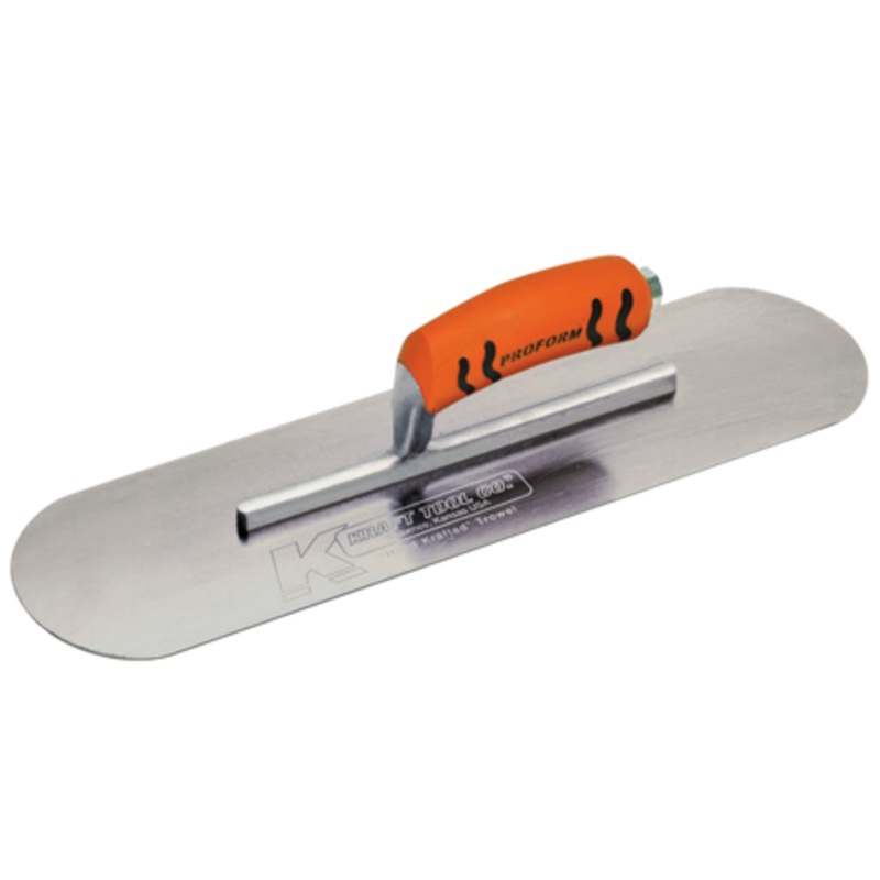 Kraft 24 x 5 Carbon Steel Pool Trowel with a ProForm Handle on a Short Shank