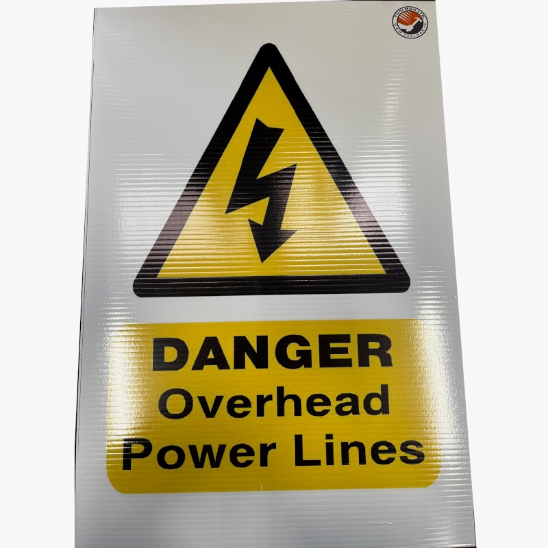 Construction Site Sign Overhead Power Lines Notice