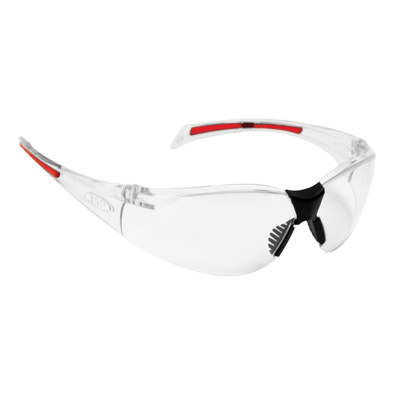 JSP Stealth 8000 Safety Specs  Clear Anti-scratch/Anti-mist Lenses – Clear / Red Frames (Pack of 12)