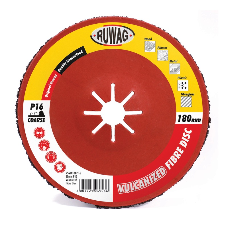 Vulcanised Fibre Discs|180mm P16 1 Pack