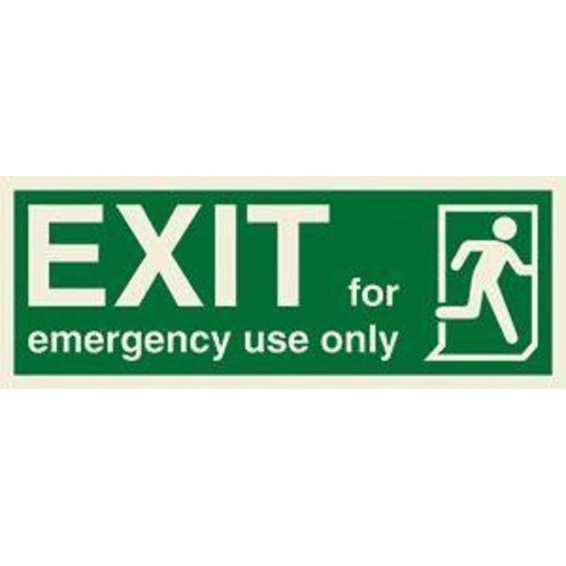 Marine Direction Sign: EXIT for emergency use only + Running man on right