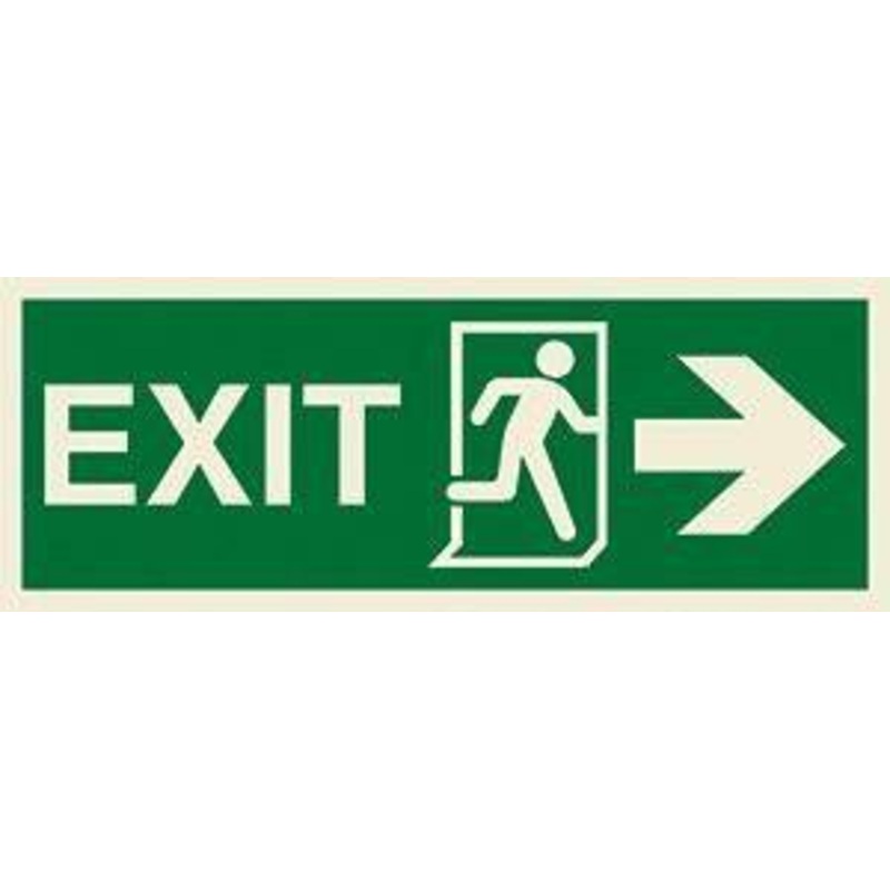 Marine Direction Sign: EXIT + Running man symbol + Arrow right