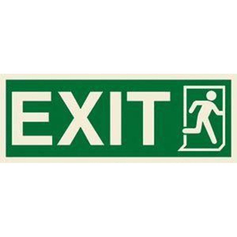 Marine Direction Sign: EXIT + Running man symbol on right