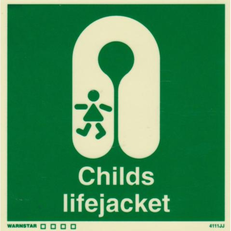 Marine Safety Sign, IMO Life Saving App. Symbol: Child’s Lifejacket – With Text