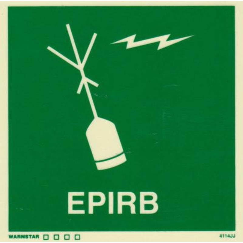 Marine Safety Sign, IMO Life Saving App. Symbol: EPIRB – With Text