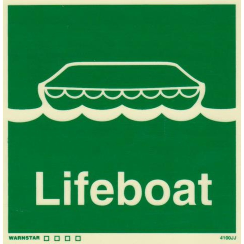 Marine Safety Sign, IMO Life Saving App. Symbol: Lifeboat – With Text