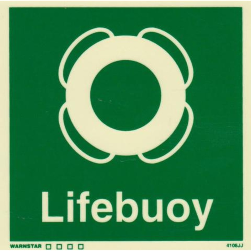 Marine Safety Sign, IMO Life Saving App. Symbol: Lifebuoy – With Text