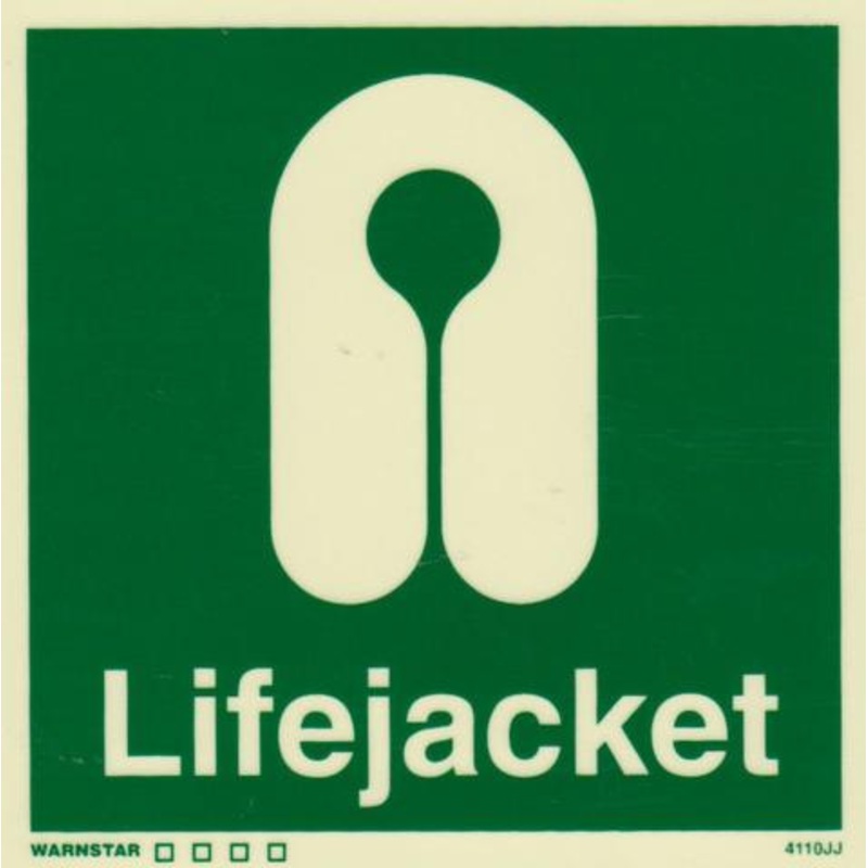 Marine Safety Sign, IMO Life Saving App. Symbol: Lifejacket With Text