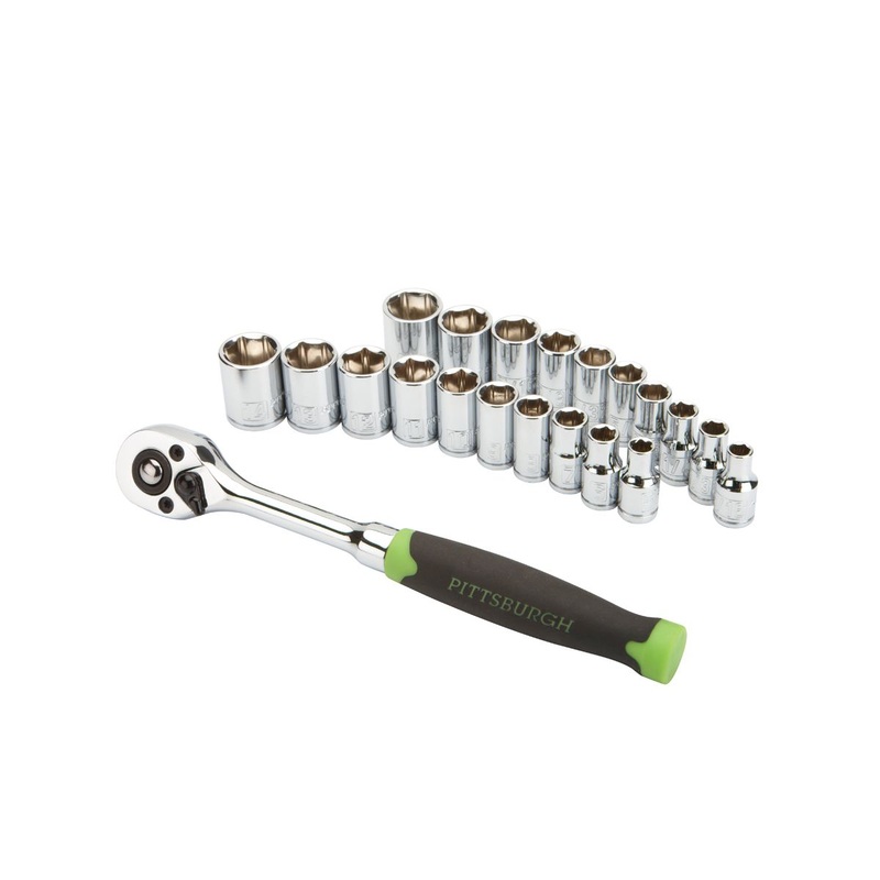 1/4 in. Drive SAE and Metric High Visibility Socket Set, 21-Piece