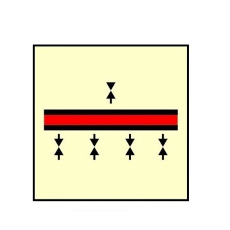 MARINE FIRE SIGN, IMO FIRE CONTROL SYMBOL: DRENCHING INSTALLATION