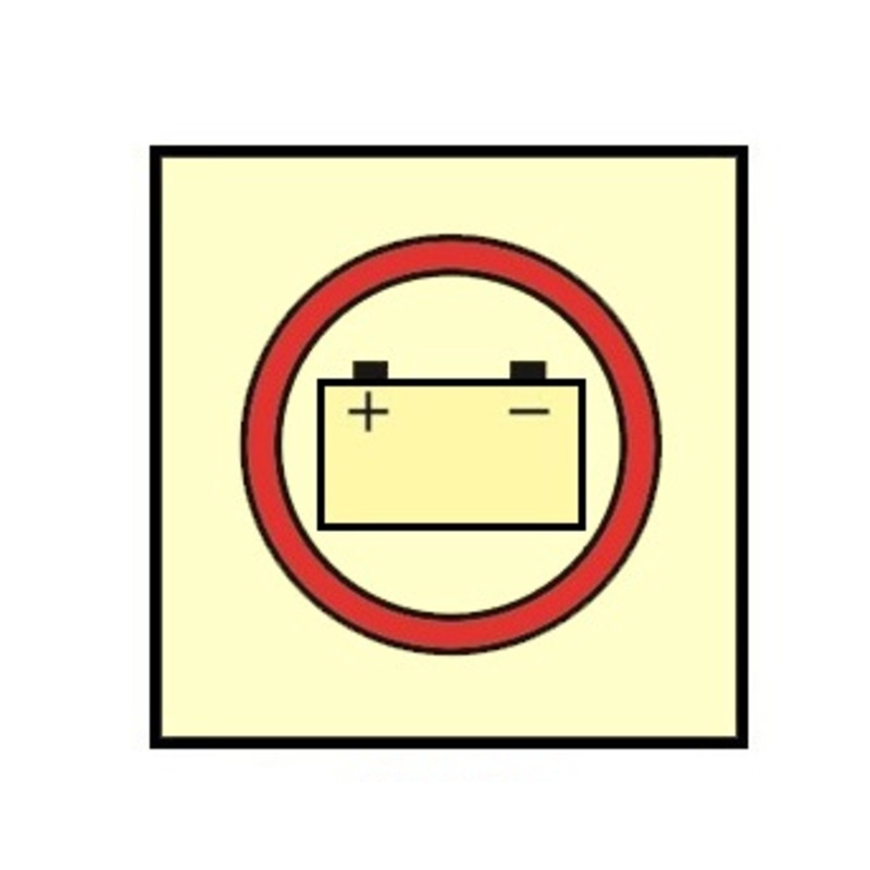 MARINE FIRE SIGN, IMO FIRE CONTROL SYMBOL: EMERGENCY SOURCE OF ELECTRICAL POWER (BATTERY)
