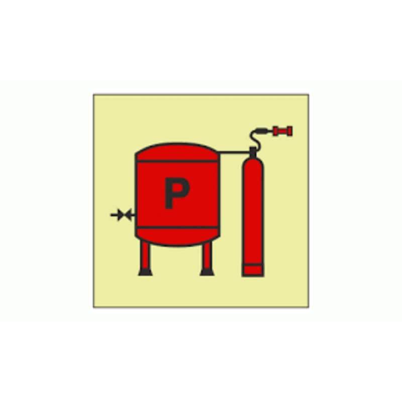 MARINE FIRE SIGN, IMO FIRE CONTROL SYMBOL: POWDER INSTALLATION