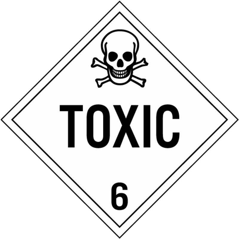 SS – Toxic Class 6 Placard|10 Diamond|3.5 Mil InfiniStick Vinyl Label