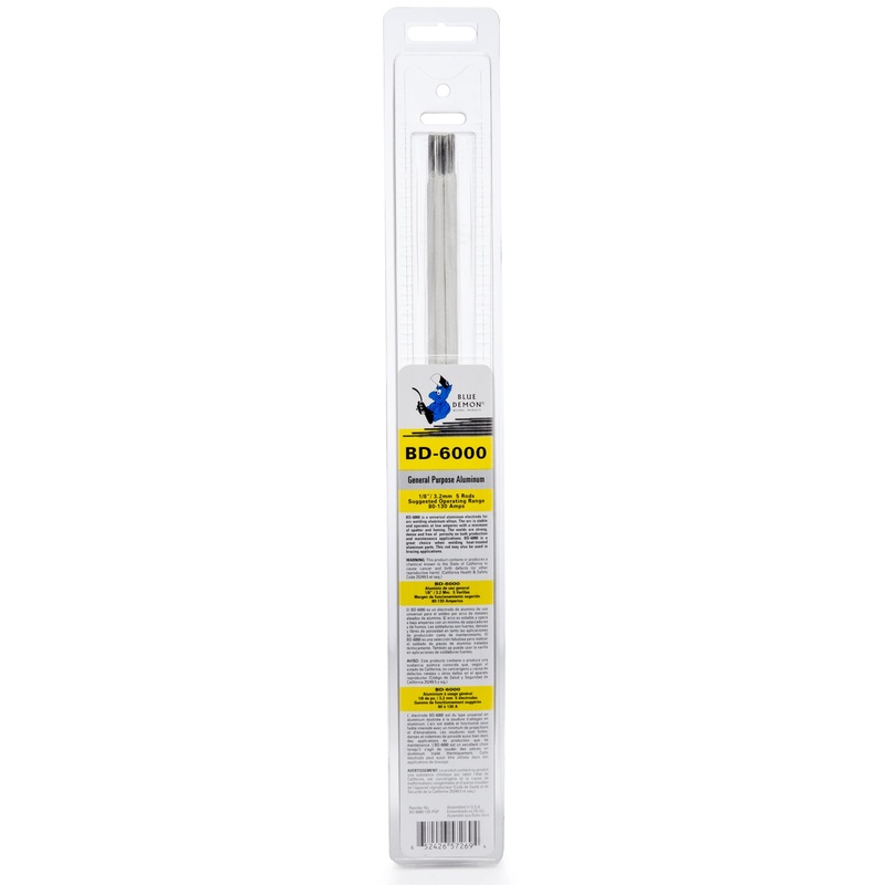 Alloy 6000T x 1/8in x 18in x POP gen purpose alum-zinc brazing rod (12 rods) (5/EA Master) – Blue Demon