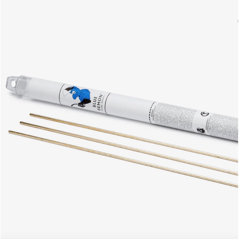 RBCuZn-C X 1/8in X 36in X 1 lb Tube (Low Fuming Bronze Bare) gas brazing rod (6/EA Master) – Blue Demon