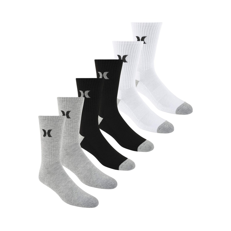Hurley – Terry Assorted Crew Socks, 6-Pair