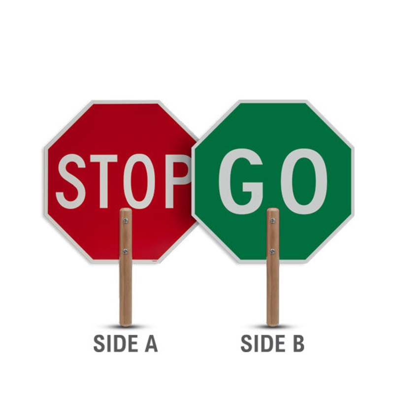 Handheld Stop / Go Paddle|12 Octagon + 10.5 Handle|18 Sign + 12 Handle