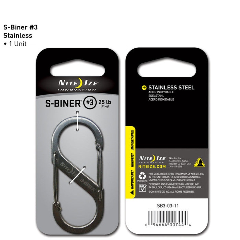 Nite Ize Steel S-Biner #3|Black|Stainless