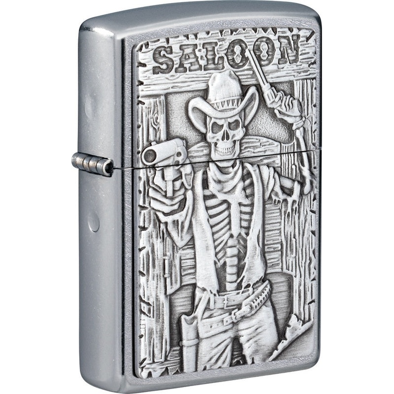 Zippo Saloon Skull Emblem Lighter 49298