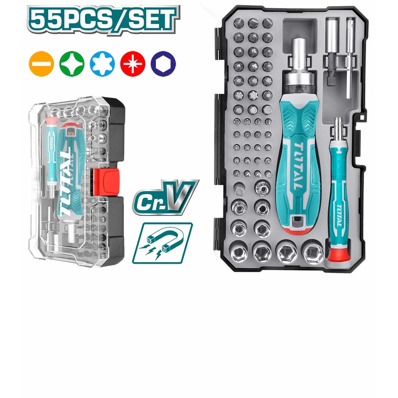 Total 55Pcs Screwdriver Bits Set TACSD30556
