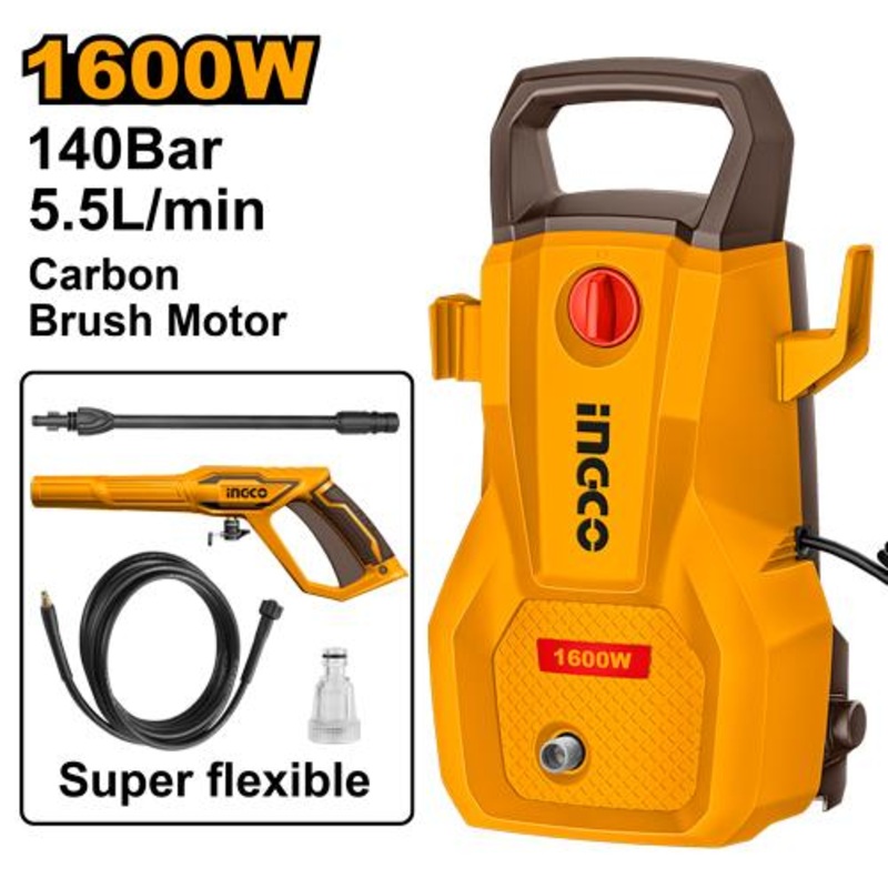 INGCO 1600W High Pressure Washer (140 Bar) | HPWR16008